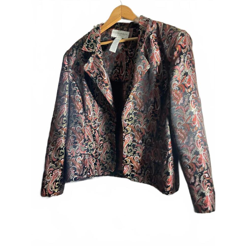 Sag Harbor Women's Paisley Brocade Blazer Jacket Size 18